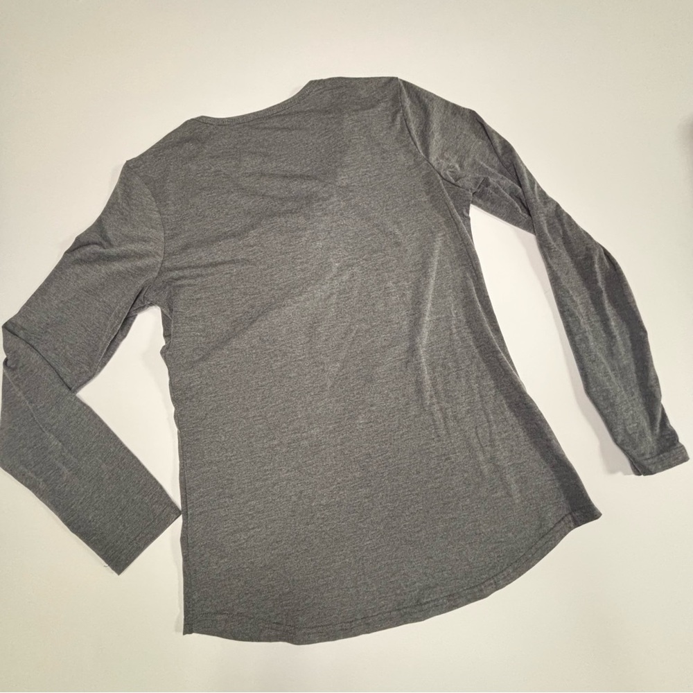 Gray Long Sleeve Women's Henley Layering Top - Picture 5 of 5